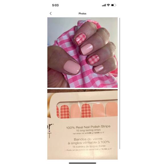 Color Street Pink Nail Polish Strips What the Check Gel Gingham - Picture 3 of 3